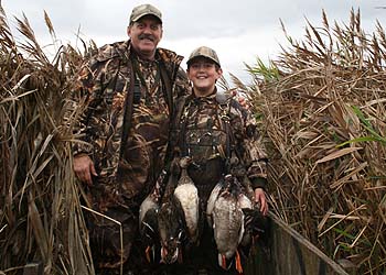 Angelo and Alec Nogara with limits after a morning hunt